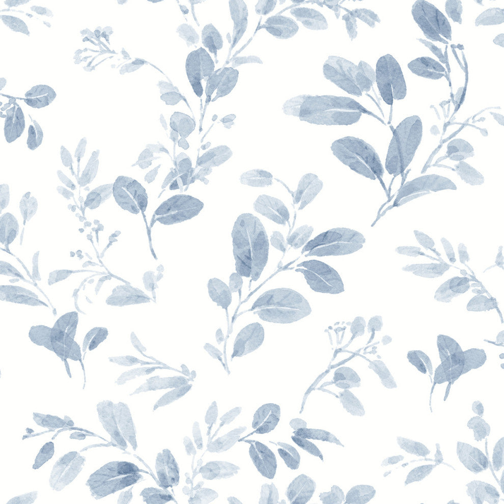 Dancing Leaves Peel and Stick Wallpaper, Blue