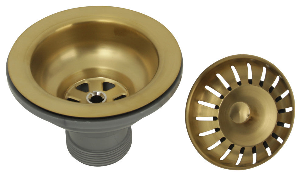 Copper Kitchen Sink Stopper for 3.5" Standard Strainer Drain, Brushed Gold