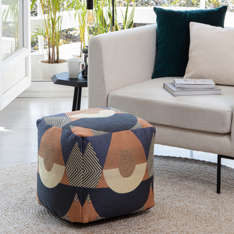 Martinique Orange 18" x 18" x 18" Multicolor Pouf