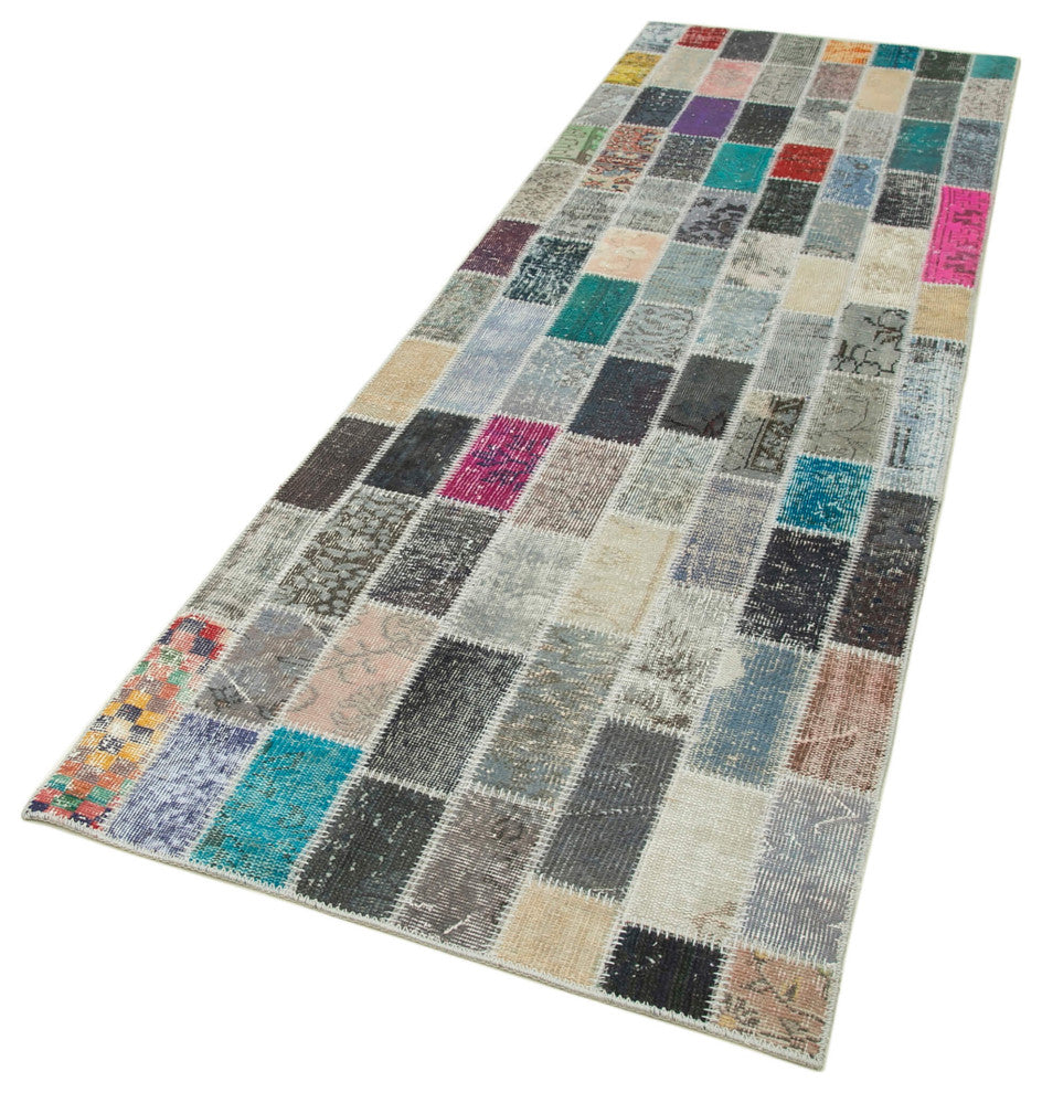 Rug N Carpet - Handwoven Oriental 3' 1" x 10' 1" Antique Patchwork Runner Rug