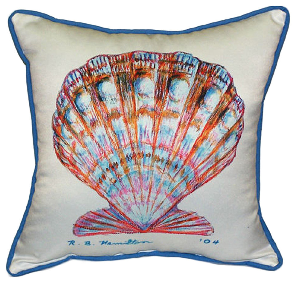 Betsy Drake Scallop Shell Extra Large 22 X 22 Indoor / Outdoor White Pillow