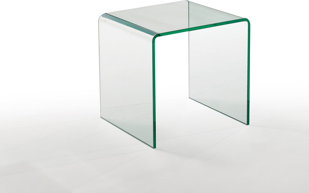 Bent Glass End Table, Clear