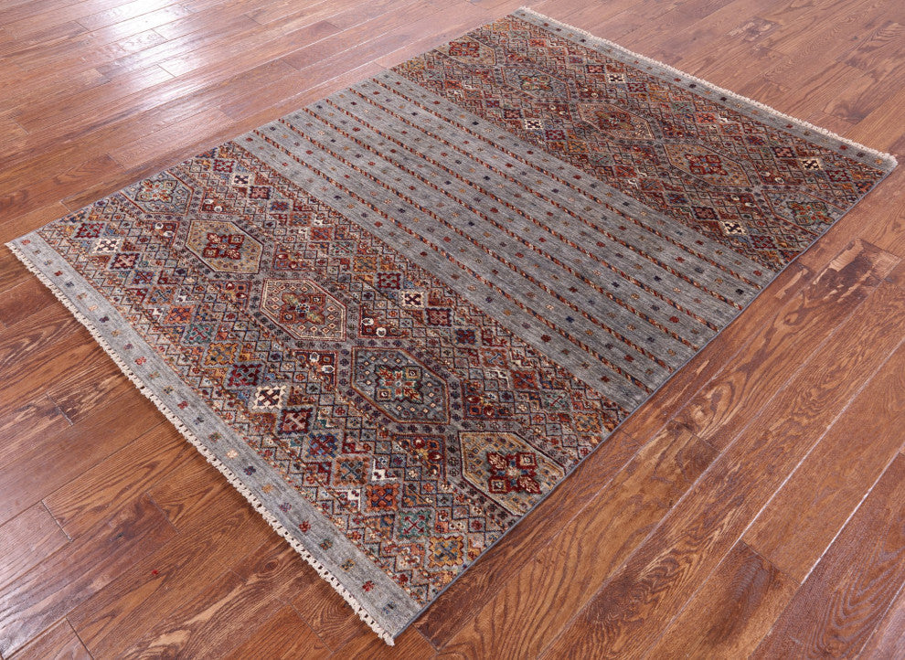 Hand Knotted Super Kazak Khorjin Wool Rug 4' 11" X 6' 9" Q10784