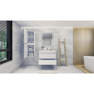 36" Wall Mount Vanity with Reinforced Acrylic Sink, High Gloss White