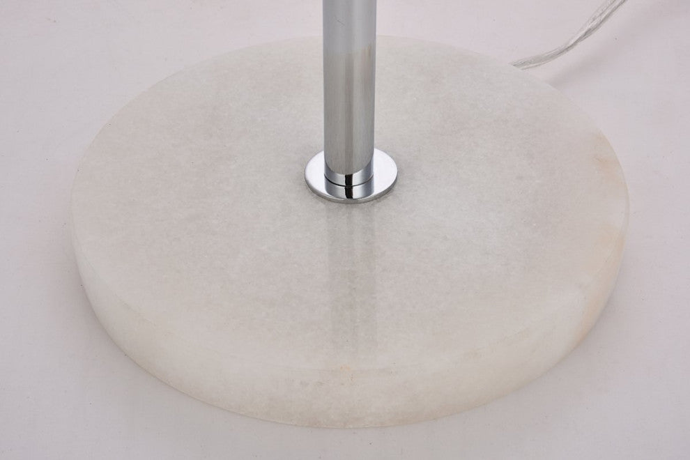 Midcentury Modern Chrome And Frosted White 2-Light Table Lamp