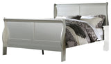 Benzara BM221305 Sleigh Design Eastern King Size Bed with Thin Legs, Silver