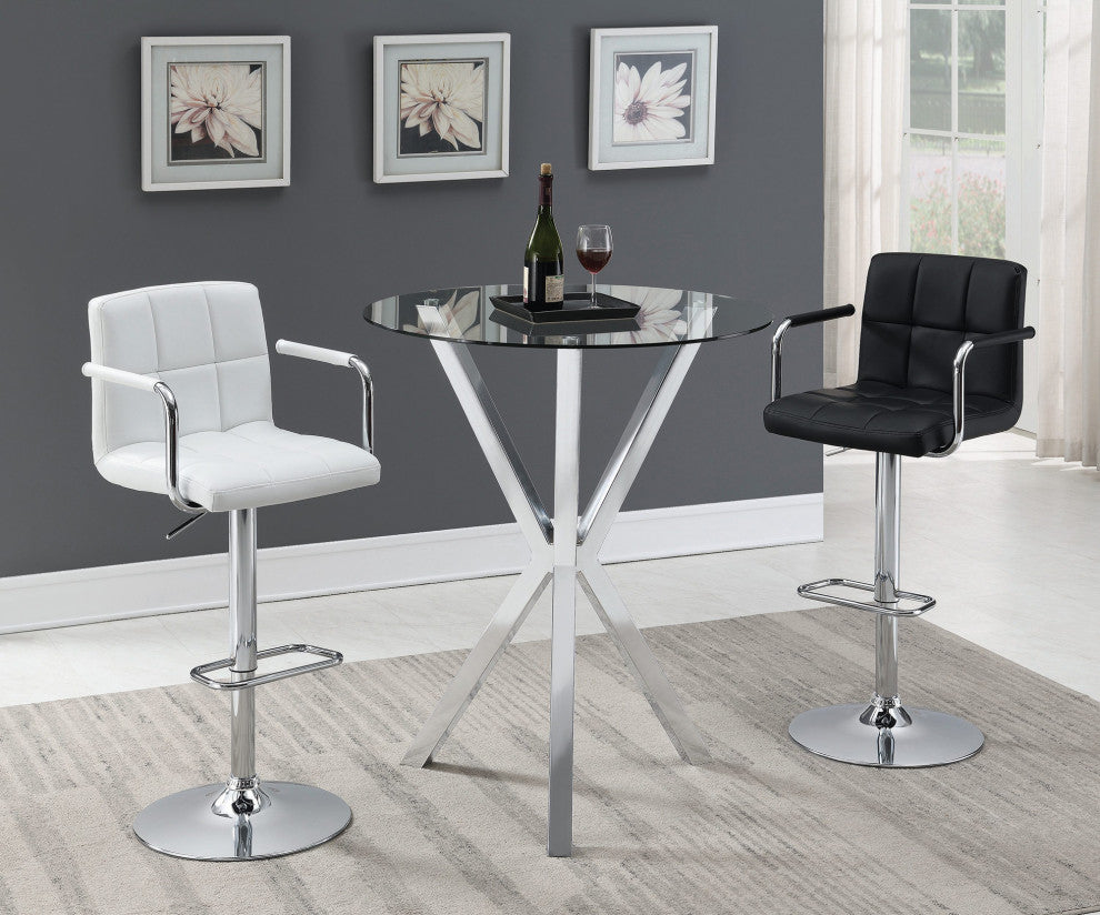 Faux Leather Adjustable Bar Stool, Black