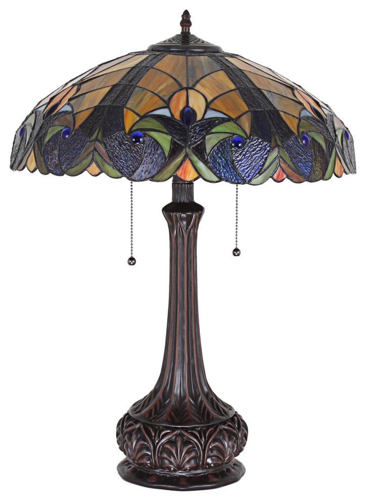 Adalaide Tiffany-Style Victorian Stained Glass Table Lamp 25" Width
