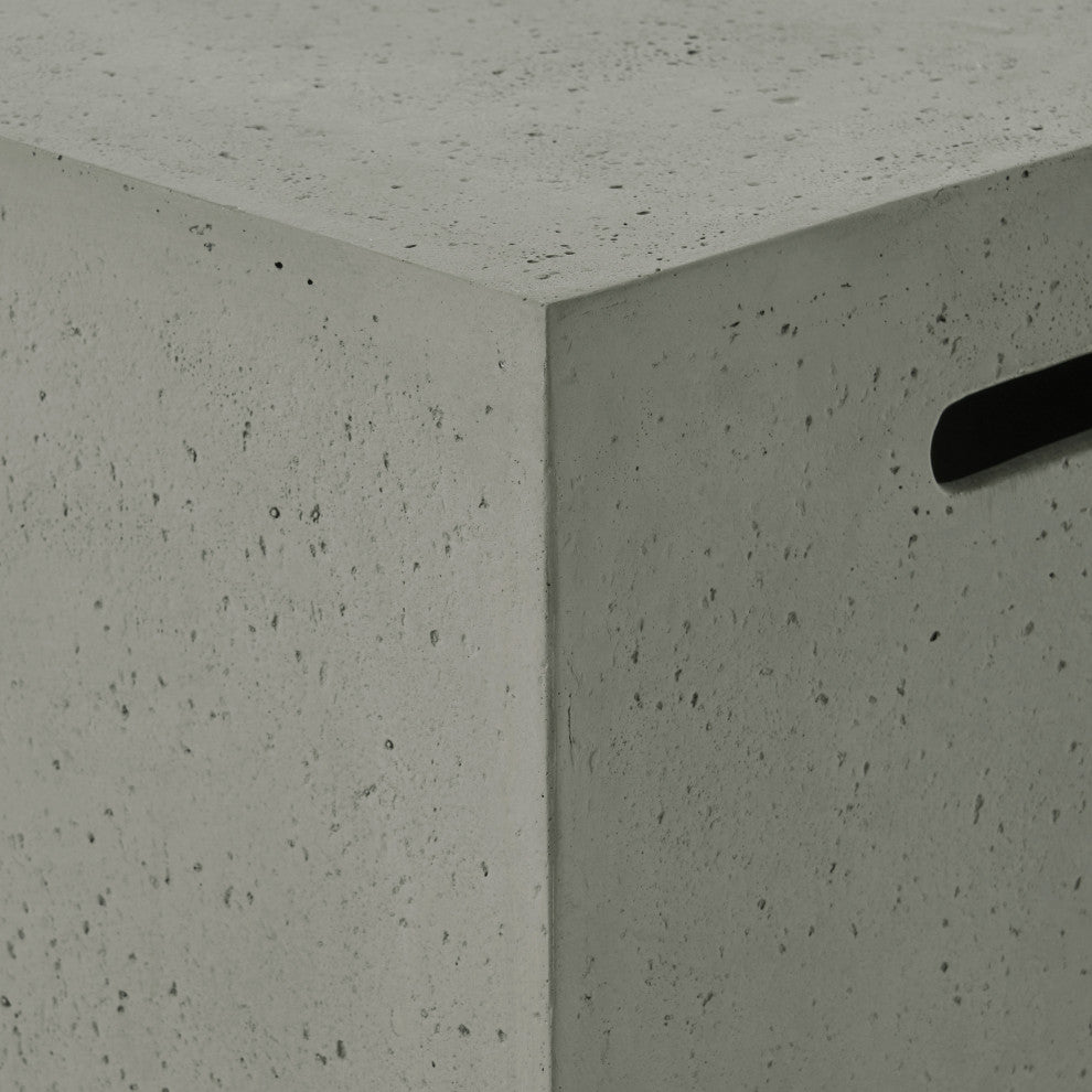 Hearth Outdoor Lightweight Concrete Tank Holder Side Table, Light Gray