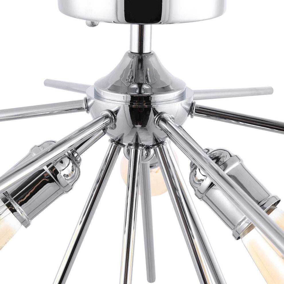 3-Light Sputnik Semi-Flush Mount Ceiling Light, Chrome