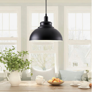 Industrial Black 1-Light Pendant Light With Metal Shade