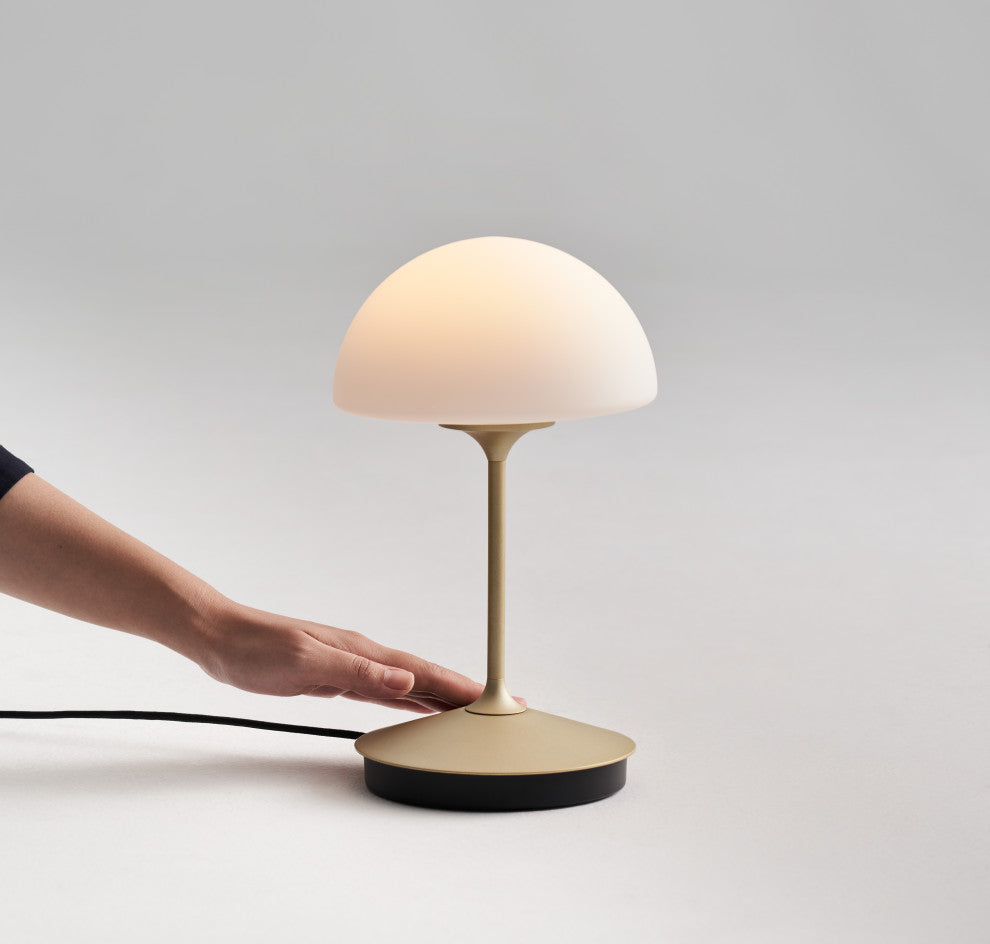 Pensee LED Table Lamp, Matt Opal Glass/ Champagne Gold