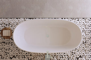 Aaron 77" Soaking Bathtub, Glossy White With Brushed Nickel Trim