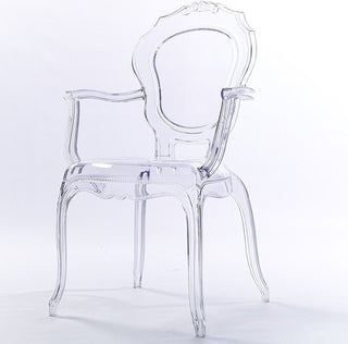 Stackable Designer Ghost Style Armchair With Back Arm Dining Room Chair, Clear