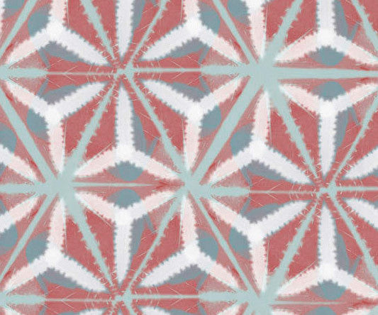Water Mosaic, Geometric Print Beach Towel, Coral