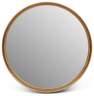 Samar 39" Round Mirror, Antique Brass