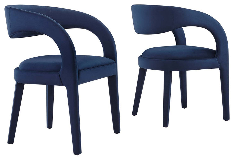 Pinnacle Performance Velvet Dining Chair Set of 2, Midnight Blue