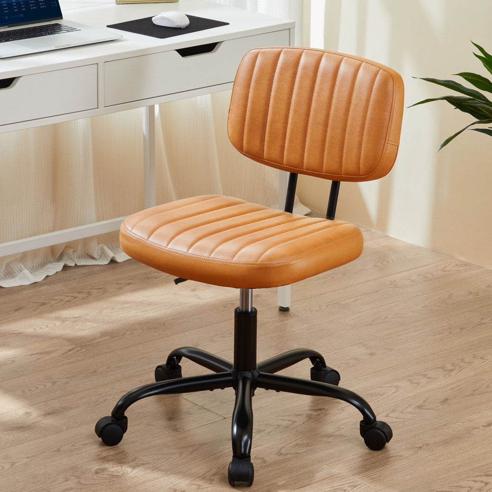 Gewnee PU Leather Low Back Task Chair, Brown