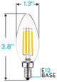 Luxrite Candle LED Bulb 550 Lumens 3500K 5W Dimmable E12 Base 24 Pack