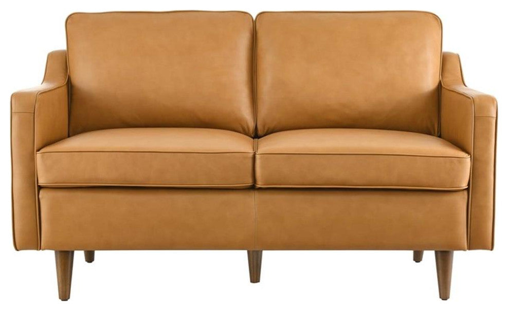Impart Genuine Leather Loveseat, Tan