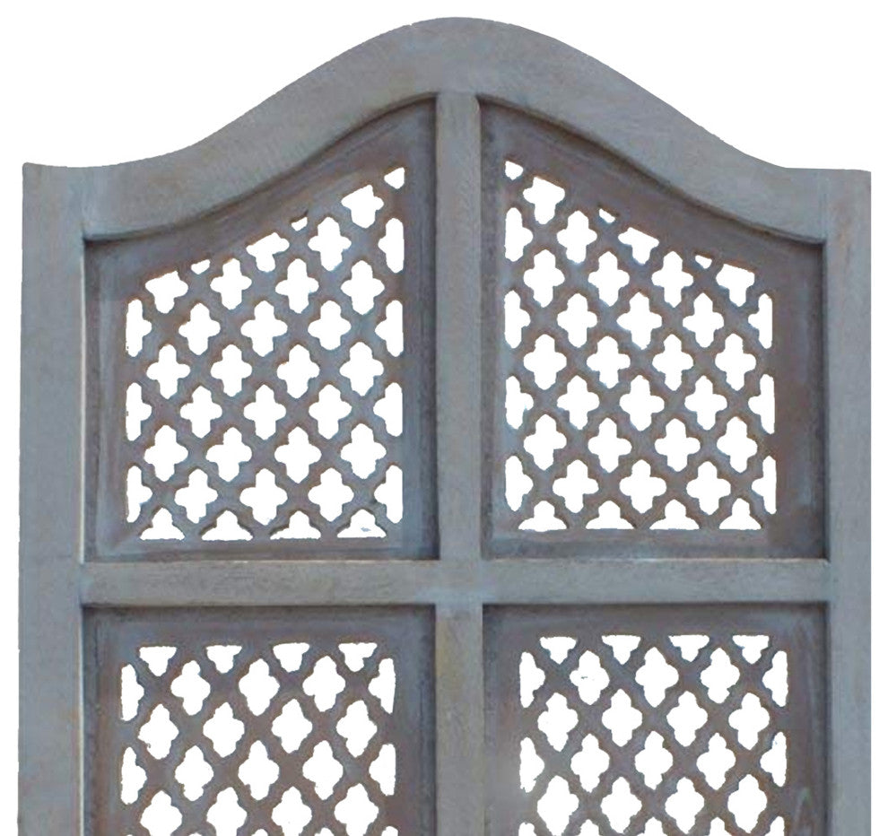 Wooden 3 Panel Foldable Room Divider, Blue