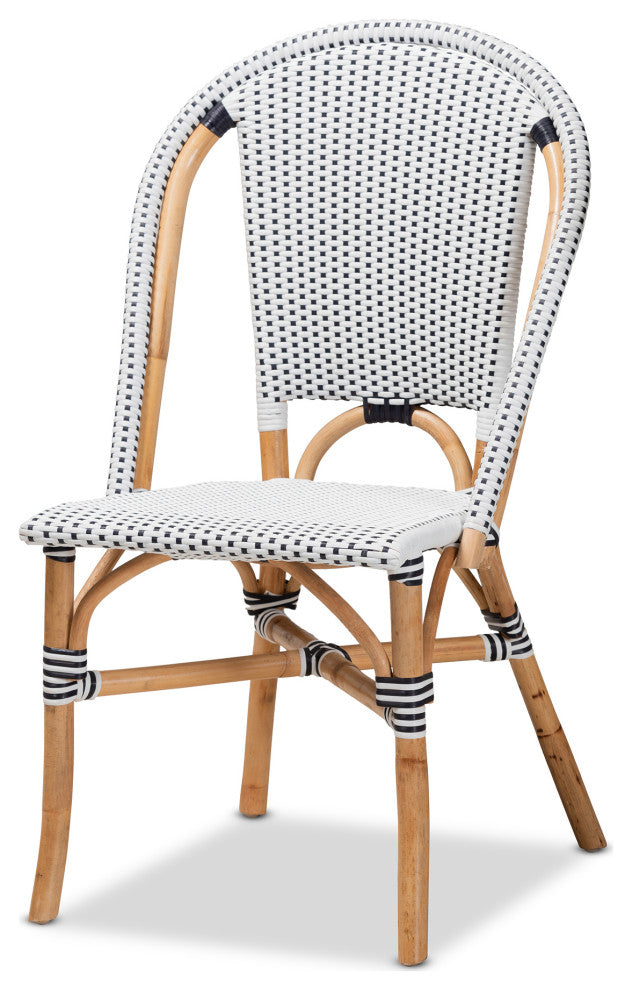 Genica Black and White Waeving and Natural Brown Rattan 5-Piece Dining Chair Set