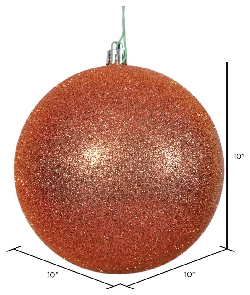 Vickerman N592518Dg 10" Burnished Orange Glitter Ball Ornament
