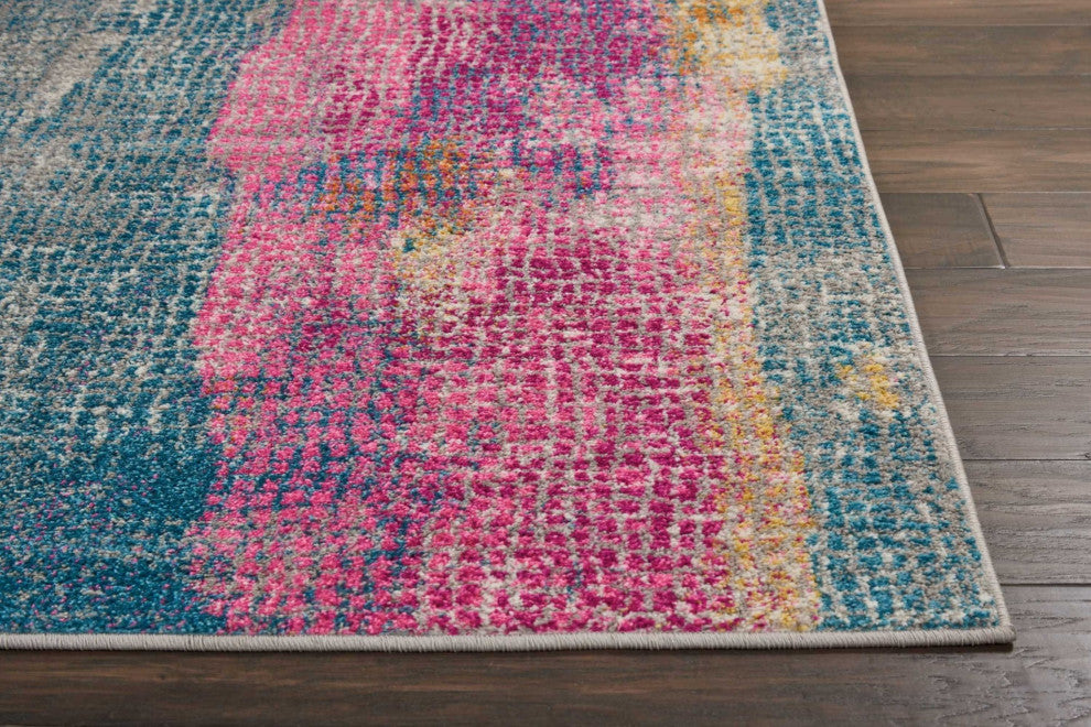 8 x 10 Gray Colorful Abstract Stripes Area Rug