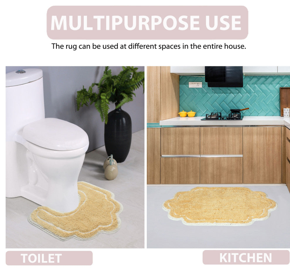 Allure Collection Absorbent Cotton Machine Washable Rug 17"x24", Yellow