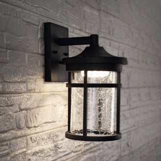 Campo Outdoor Wall Lantern Glass/Metal Integrated Sconce, Black, Width: 6.5"