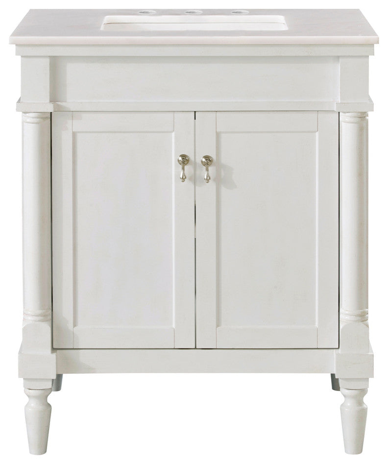 Lewis 30" Single Bathroom Vanity Set, Antique White
