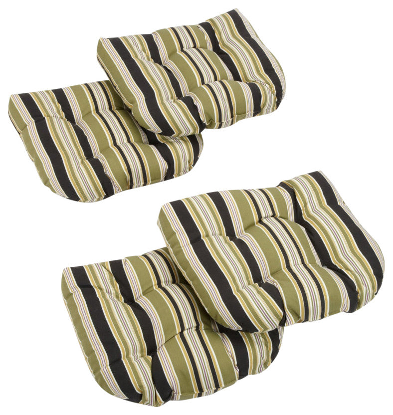 19" U-Shaped Outdoor Tufted Chair Cushions, Set of 4, Capri