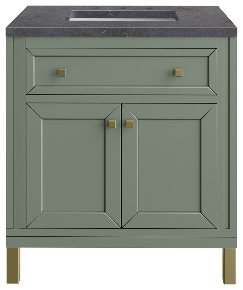 Chicago 30" Single Vanity, Smokey Celadon,  Charcoal Soapstone Top
