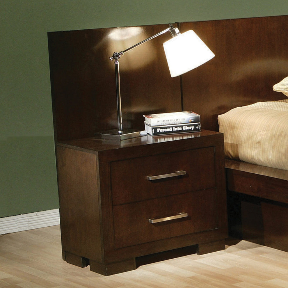 Wood Nightstand with 2 Drawers, Cappuccino