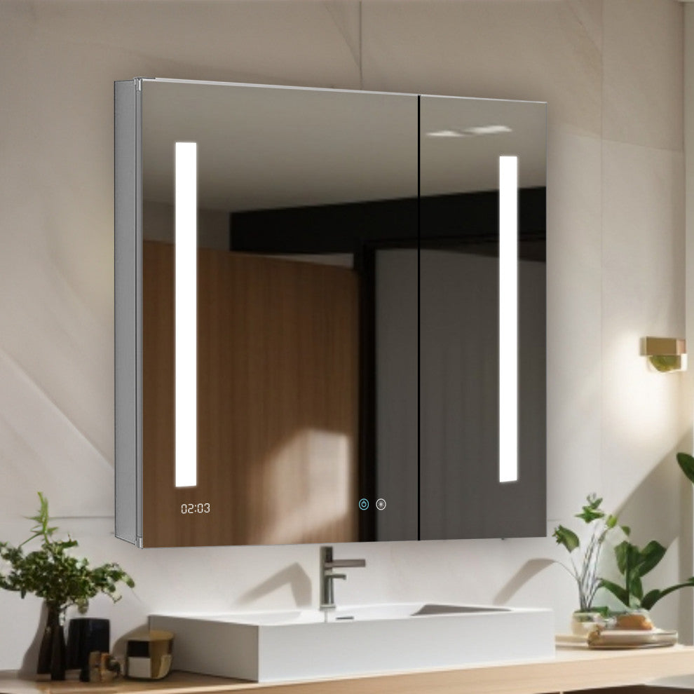 Signature Royale 30" LED Medicine Cabinet Defogger, Adjustable Magnifying Mirror