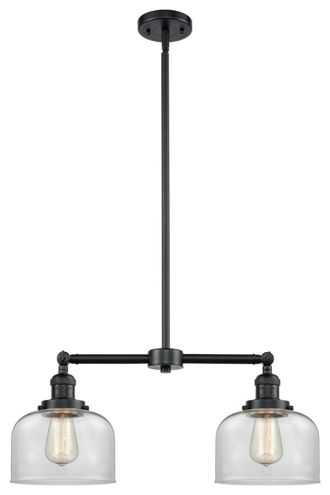 Large Bell 2-Light LED Chandelier, Oil Rubbed Bronze, Glass: Clear