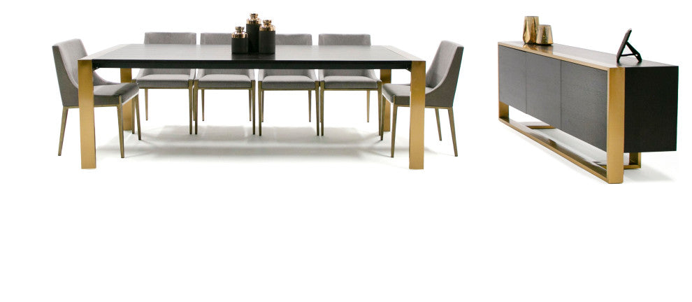 Fauna Modern Wenge and Brass Dining Table