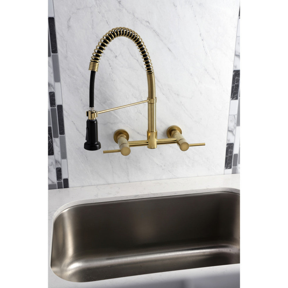 Gourmetier GS818XDL-P Concord 2-Handle Wall Mount Pull-Down Kitchen Faucet, Brus