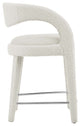 Pinnacle Boucle Upholstered Counter Stool Set of 2, Ivory Silver