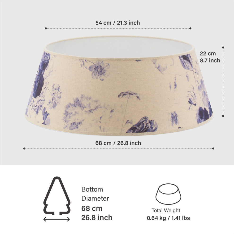 Tree Nest Large Christmas Tree Collar Round Ring Skirt Base, Blue/White, 27"