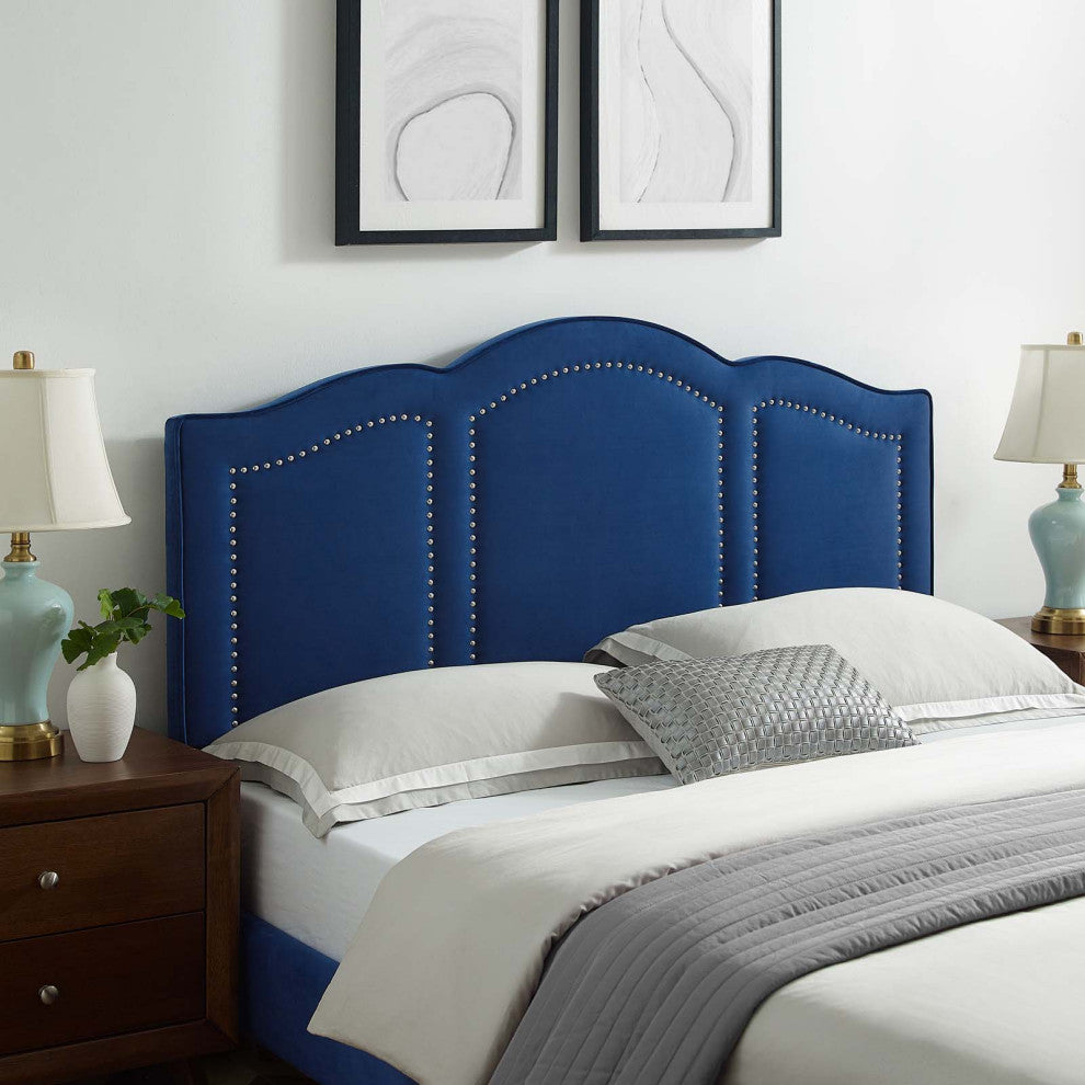 Headboard, Twin Size, Velvet, Blue Navy, Modern Contemporary, Bedroom Master