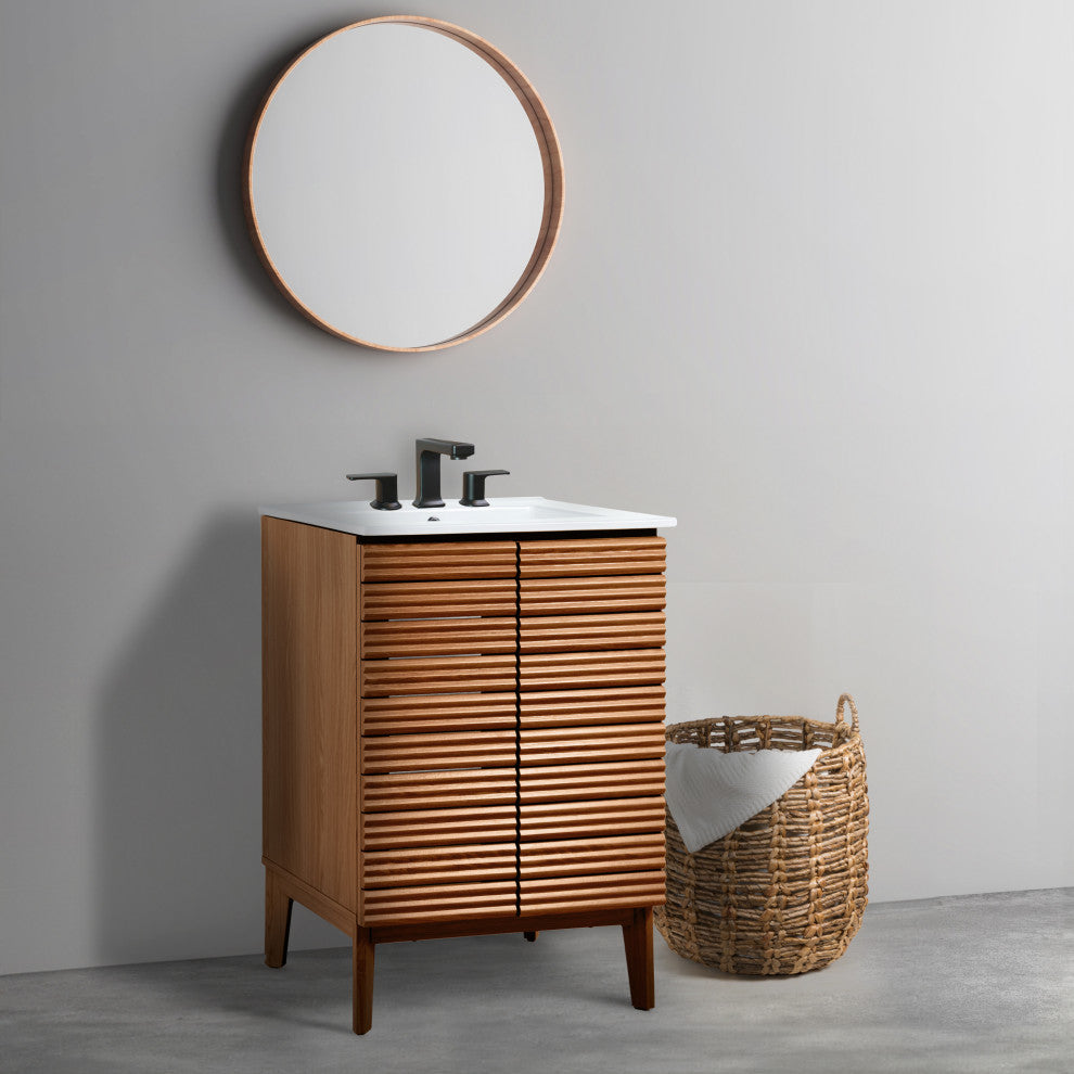 24" Modern Farmhouse 2-Shelf Bath Vanity Cabinet Only (Sink Basin not Included)