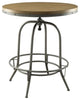 Wooden Top Round Adjustable Bar Table, Warm Brown