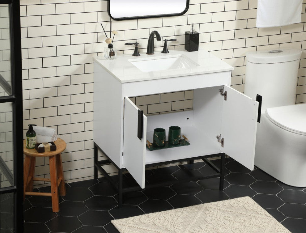 Home Living 19" Modern White-Light Bathroom Vanity