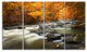Autumn Terrai With Trees and River, Landscape Canvas Print, 48"x28", 4 Panels