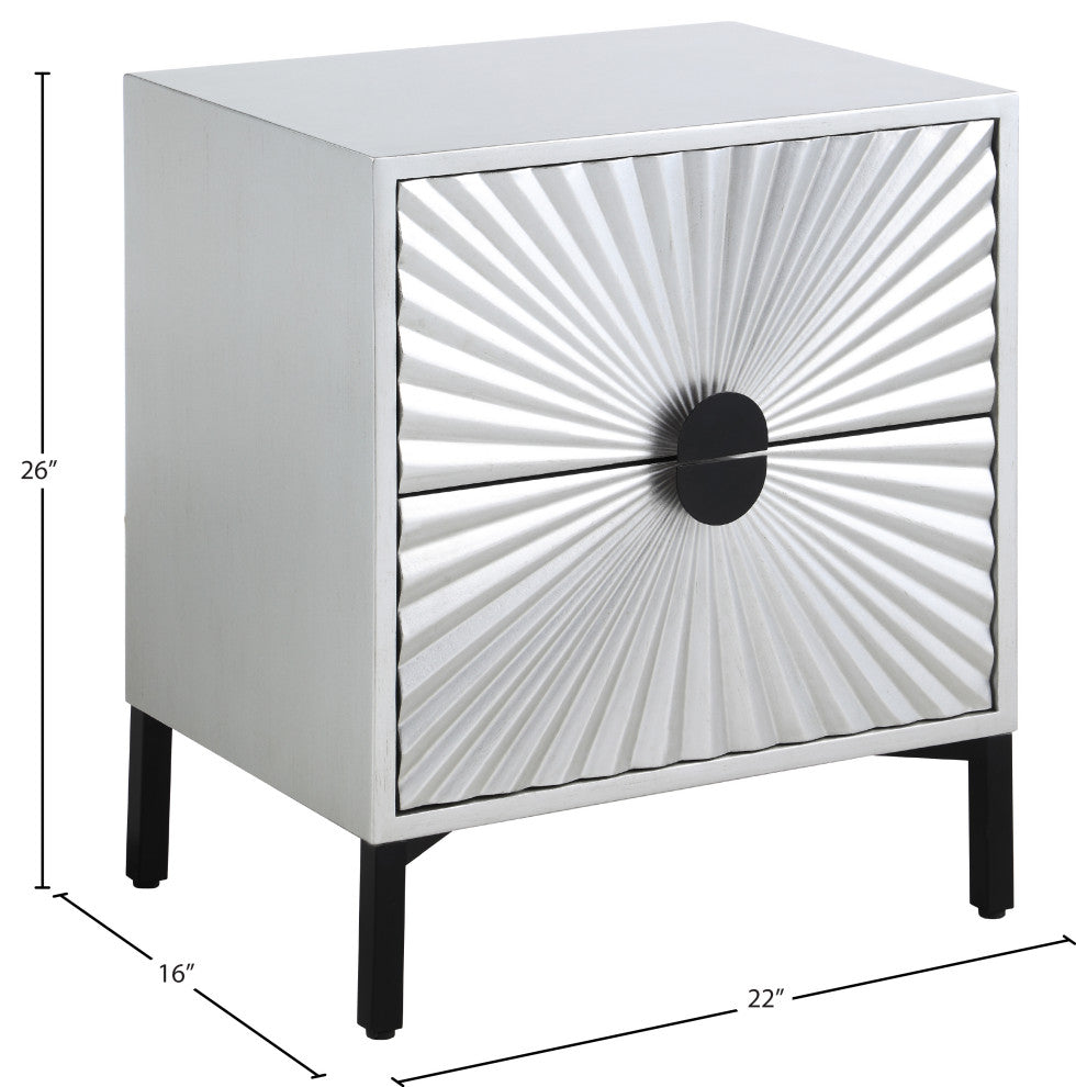 Glitz Antique Silver and Matte Black Side Table