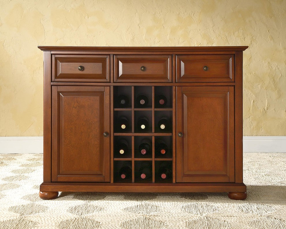 Alexandria Buffet Server / Sideboard Cabinet, Wine Storage, Classic Cherry