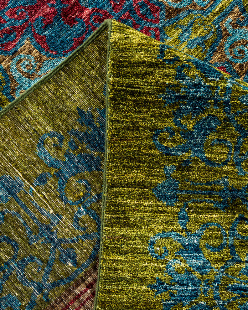 Suzani, One-of-a-Kind Handmade Area Rug Green, 22' 6" x 12' 2"