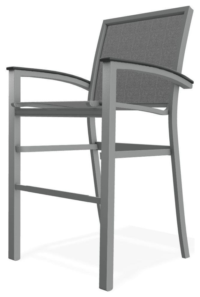 Bazza Sling Bar Height Stackable Outdoor Stool, Titanium/Graphite