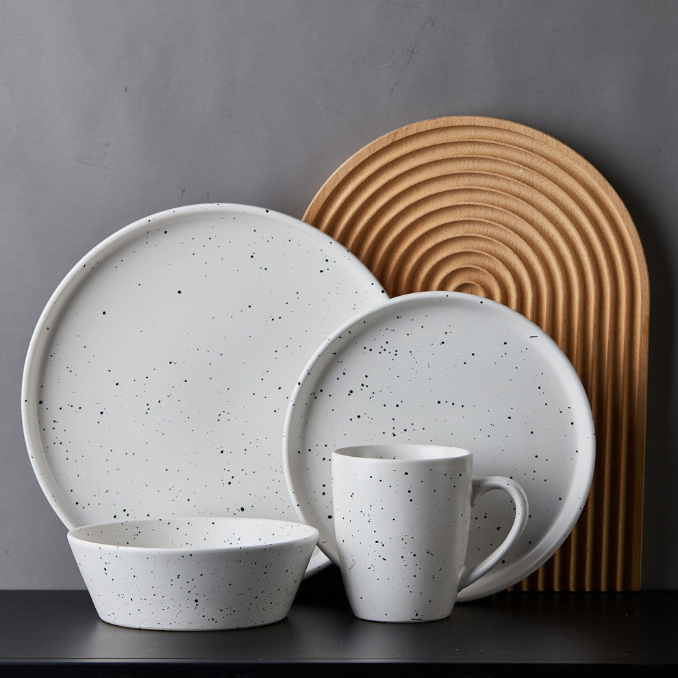 Stone Lain Jade Stoneware 16 Piece Dinnerware Set, White